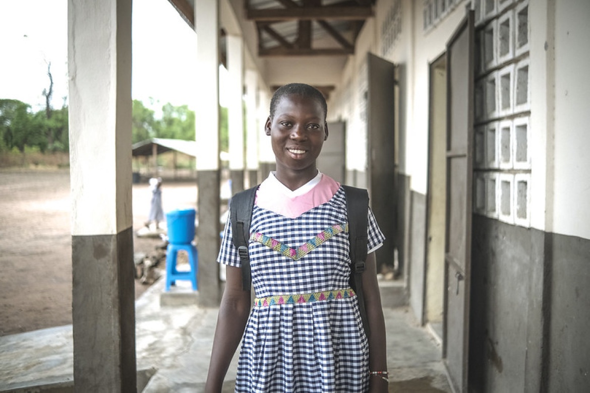 Kady, 12, at her school