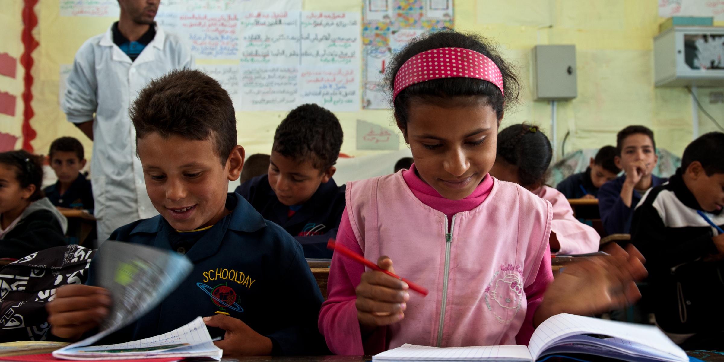 Sogman primary school is the second biggest school in the district of Sejnane and counts 263 pupils, 3 levels and 11 teachers. Pupils in the French class are between 9 and 10 years old. Credit: Arne Hoel / World Bank